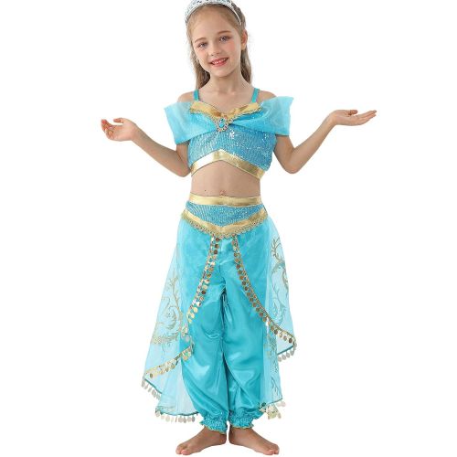  Dressy Daisy Girls Princess Jasmine Dress Up Costumes Halloween Party Fancy Dress