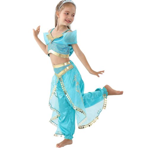  Dressy Daisy Girls Princess Jasmine Dress Up Costumes Halloween Party Fancy Dress