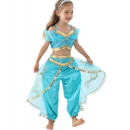  Dressy Daisy Girls Princess Jasmine Dress Up Costumes Halloween Party Fancy Dress