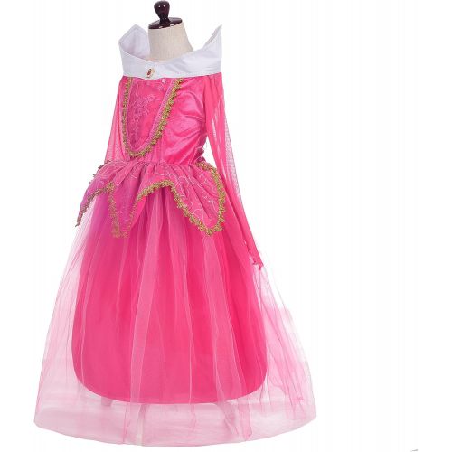  Dressy Daisy Beauty Princess Costume Dress Up for Toddler Little Girls Halloween Birthday Party Fancy Ball Gown Hot Pink