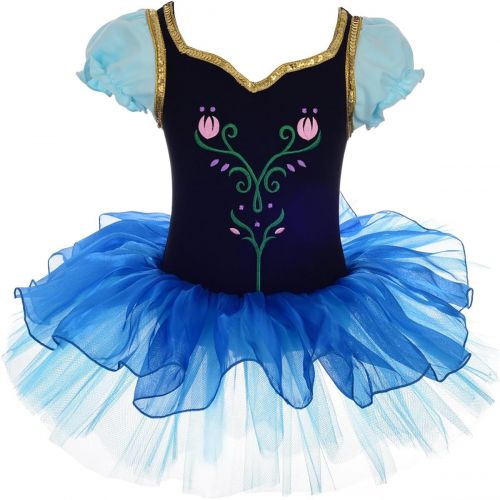  Dressy Daisy Ballerina Costume Dance Outfit Tulip Ballet Tutu Dress Fancy Dancewear for Toddler Little Girls Blue