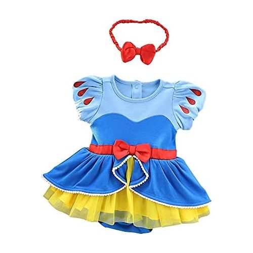  Dressy Daisy Baby Girl Princess Romper Costumes Onesie Dress Bodysuit with Headband Halloween Birthday Party Fancy Outfits