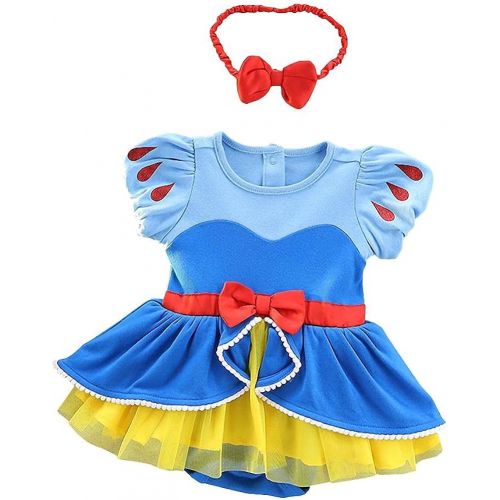  Dressy Daisy Baby Girl Princess Romper Costumes Onesie Dress Bodysuit with Headband Halloween Birthday Party Fancy Outfits