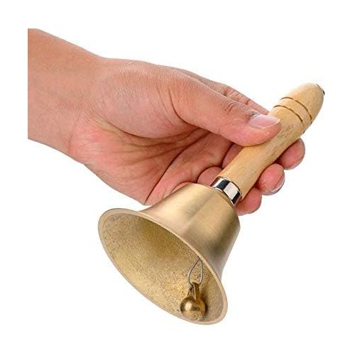  [아마존베스트]Drfeify 1 Piece Hand Bell 8 cm Multifunctional Hand Bell with Wooden Handle Childrens Musical Instrument