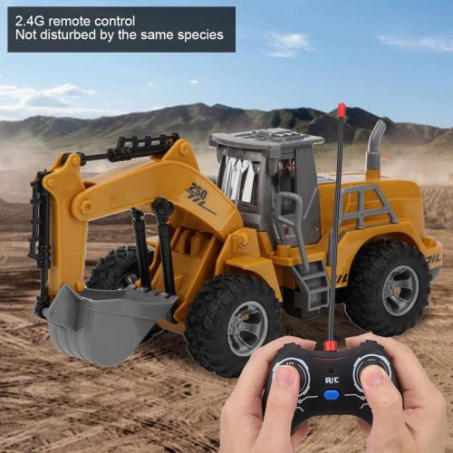  Drfeify RC Excavator, RC Engineering Van Light Remote Control Excavator Durable Plastic RC Engineering Car Kid Gift