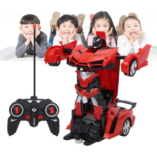  Drfeify 1:18 RC Car Robot Toy,360°Rotating Remote Control Car One-Button Deformation Robot Best Gift for Boys and Girls