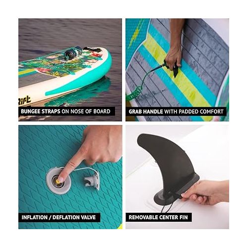  Drift Inflatable Stand Up Paddle Board - SUP Paddle Board and Accessories, Including Pump, Paddle, and More