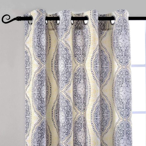 DriftAway Adrianne DamaskFloral Pattern ThermalRoom Darkening Grommet Unlined Window Curtains, Set of Two Panels, Each (52x84, BeigeGray) Natural Color