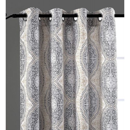  DriftAway Adrianne DamaskFloral Pattern ThermalRoom Darkening Grommet Unlined Window Curtains, Set of Two Panels, Each (52x84, BeigeGray) Natural Color