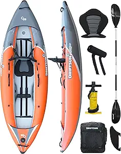 Driftsun Rover Inflatable Kayak - Inflatable White Water Kayak - Inflatable 1 and 2 Person Kayaks for Adults with High Pressure Floor, Padded Seats, Action Cam Mount, Aluminum Paddles, and Pump