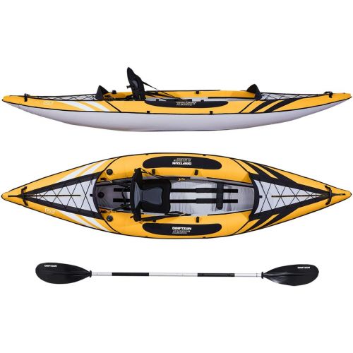  Driftsun Almanor Inflatable Recreational Touring Kayak with EVA Padded Seats with High Back Support, Includes Paddles, Pump ( 1 Person, 2 Person, 2 Plus 1 Child )