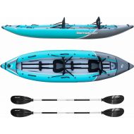 Driftsun Rover 120 / 220 Inflatable Tandem White-Water Kayak with High Pressure Floor and EVA Padded Seats with High Back Support, Includes Action Cam Mount, Aluminum Paddles, Pump