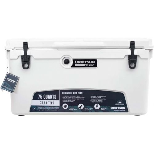  Driftsun 75 Quart Ice Chest, Heavy Duty, High Performance Roto-Molded Commercial Grade Insulated Cooler