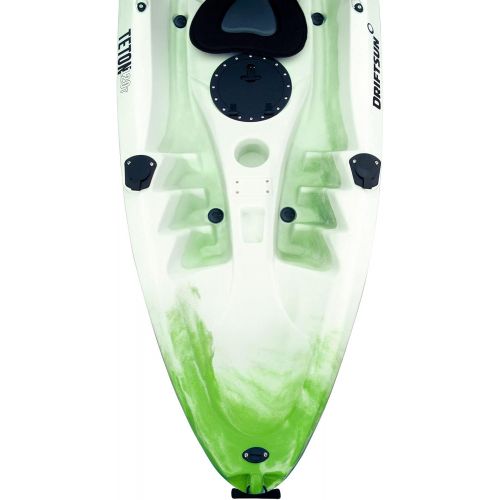  Driftsun Teton 120 Hard Shell Recreational Tandem Kayak, 2 or 3 Person Sit On Top Kayak Package with 2 EVA Padded Seats, Includes 2 Aluminum Paddles and Fishing Rod Holder Mounts