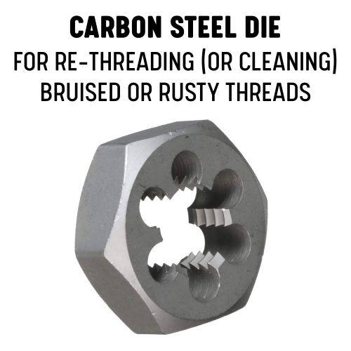  Drill America DWT Carbon Steel Hex Pipe Threading Die, (18-27 - 4-8 NPT), Uncoated (Bright) Finish