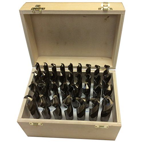  Drill America DWD833SD-CO-WOOD Cobalt Recuded Shank Drill Bit Set in Wood Case, 12-1 x 64ths, 33 Pieces