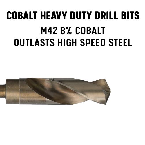  Drill America, DACO Cobalt Reduced Shank Drill Bit (Size 12 - 1-12, Shank 38 - 12), Split Point, 135 Degree