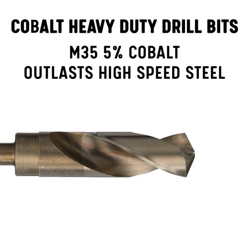  Drill America, DWDCO Cobalt Reduced Shank Drill Bit, (3364 - 1-12), Split Point 135 Degree, 12 Shank, 3 Flute, 6 Overall, Split Point 135 Degree Cutting Angle