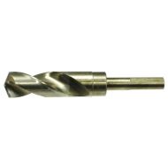 Drillco 1000EC Series Cobalt Steel Reduced-Shank Drill Bit, Bronze Finish, Round Shank with Flats, Spiral Flute, 135 Degree Split Point