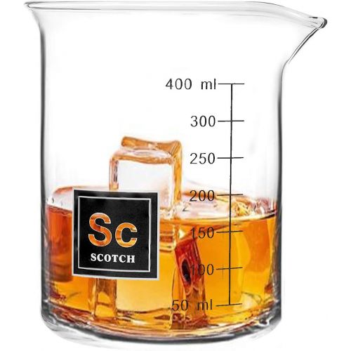  [아마존베스트]Drink Periodically Set of 2 Laboratory Beaker Bourbon Rocks Glasses-16oz each