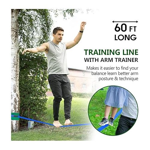  Dripex Ninja Warrior Obstacle Course for Kids - 60FT Ninja Lines with Most Complete Accessories for Kids, Swing, Trapeze Swing, Ninja Wheel, Webbing Ladder Plus Climbing Rope Swing