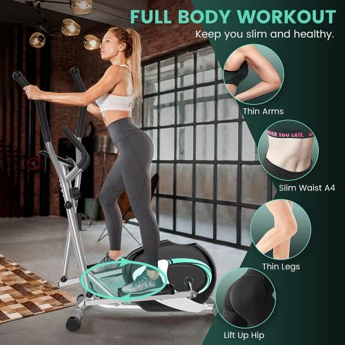  Dripex Elliptical Machine Cross Trainer, 8 Level Ultra Quiet Magnetic Resistance Elliptical Training Machines for Home Use w/ 6KG Flywheel, Pulse Rate Grips, LCD Monitor, iPad & Bo