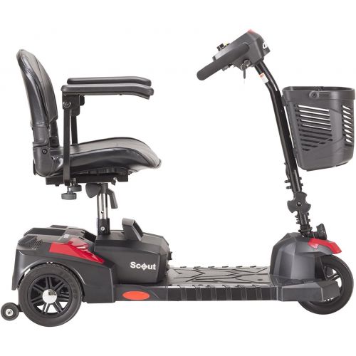  Drive Medical Spitfire Scout 3 Compact Travel Scooter, 3-wheel, Red/Blue