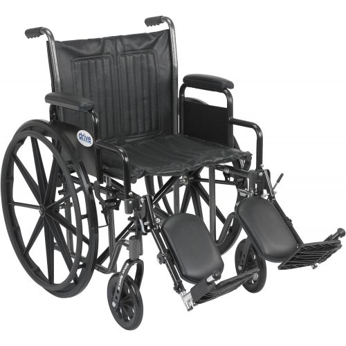  Drive Medical Silver Sport 2 Wheelchair with Various Arms Styles and Front Rigging Options, Black, 20