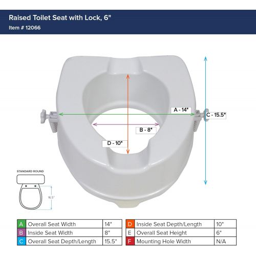  Drive Medical Raised Toilet Seat with Lock, Standard Seat, 6