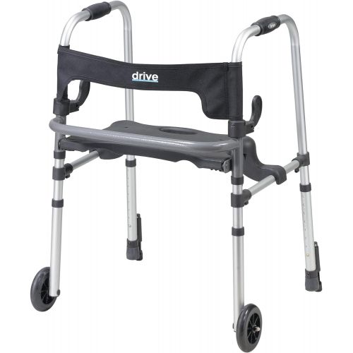  Drive Medical Clever-Lite LS Rollator Walker with Seat and Push Down Brakes, Gray