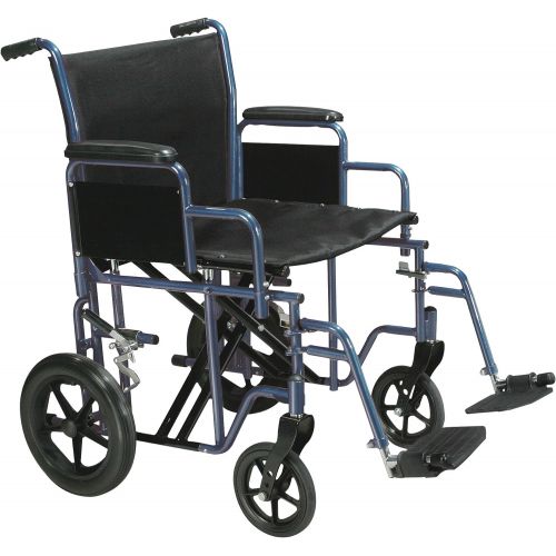  Drive Medical Bariatric Heavy Duty Transport Wheelchair with Swing-away Footrest, Blue, 22