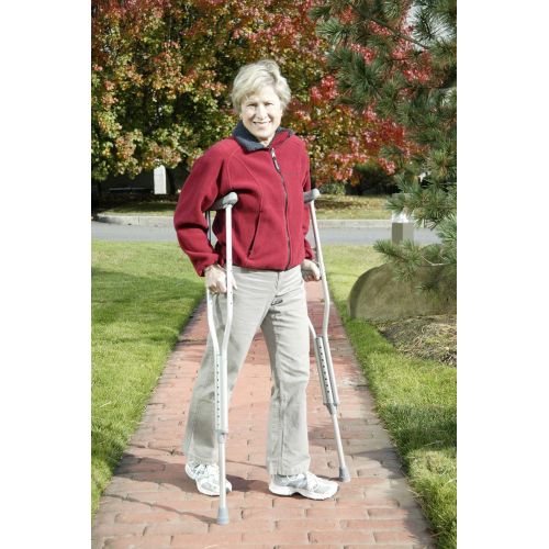  Drive Medical Aluminum Crutch with Comfortable Underarm Pad and Handgrip, Gray, Pediatric
