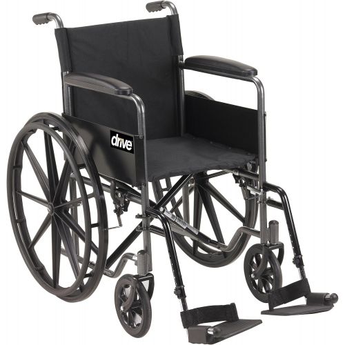  Drive Medical Silver Sport 1 Wheelchair with Full Arms and Swing away Removable Footrest