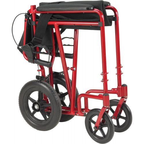  Drive Medical Lightweight Expedition Transport Wheelchair with Hand Brakes, Blue