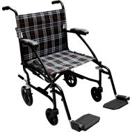 Drive Medical Fly Lite Ultra Lightweight Transport Wheelchair, Blue Frame, 17 lbs, 19