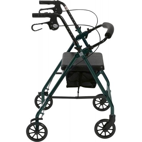 Drive Medical Aluminum Rollator Walker Fold Up and Removable Back Support, Padded Seat, 6 Wheels, Black