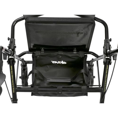  Drive Medical Aluminum Rollator Walker Fold Up and Removable Back Support, Padded Seat, 6 Wheels, Black