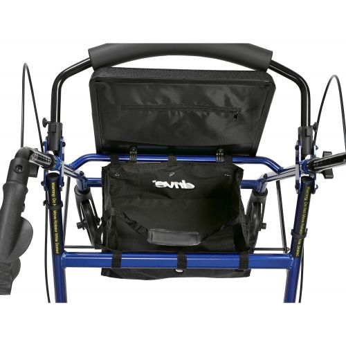  Drive Medical Aluminum Rollator Walker Fold Up and Removable Back Support, Padded Seat, 6 Wheels, Black