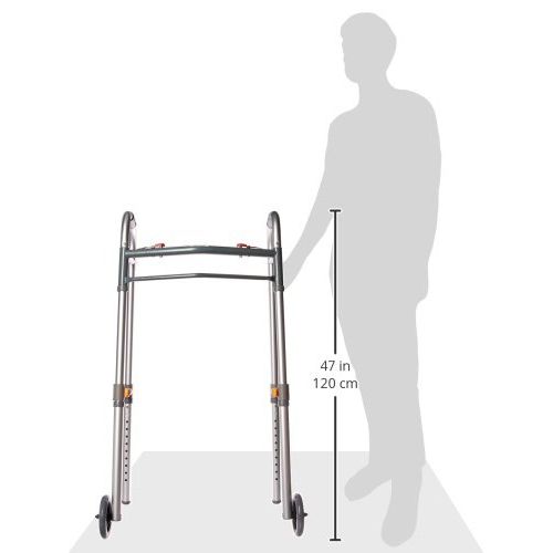  Drive Medical Deluxe Two Button Folding Universal Walker with 5 Wheels, Gray, AdultJunior