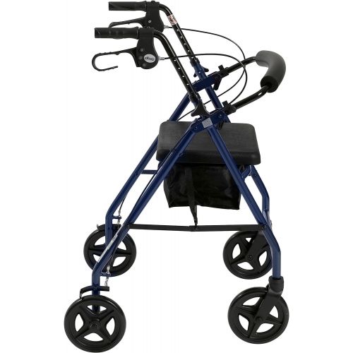  Drive Medical Rollator Walker with Fold Up and Removable Back Support and Padded Seat, Blue