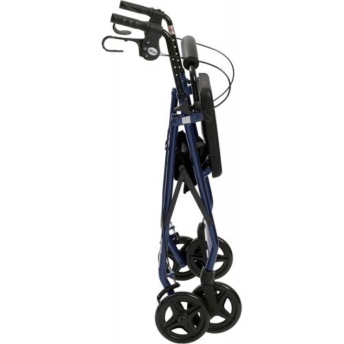  Drive Medical Rollator Walker with Fold Up and Removable Back Support and Padded Seat, Blue