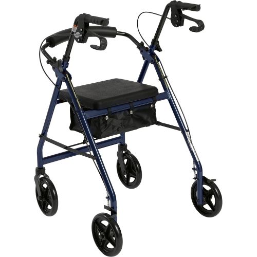  Drive Medical Rollator Walker with Fold Up and Removable Back Support and Padded Seat, Blue