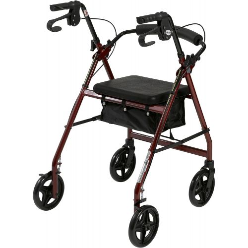  Drive Medical Rollator Walker with Fold Up and Removable Back Support and Padded Seat, Blue