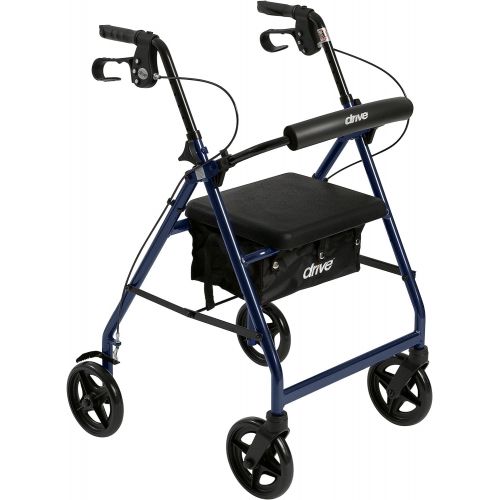  Drive Medical Rollator Walker with Fold Up and Removable Back Support and Padded Seat, Blue