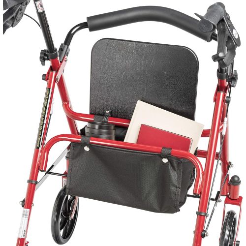  Drive Medical Four Wheel Rollator with Fold Up Removable Back Support, Red