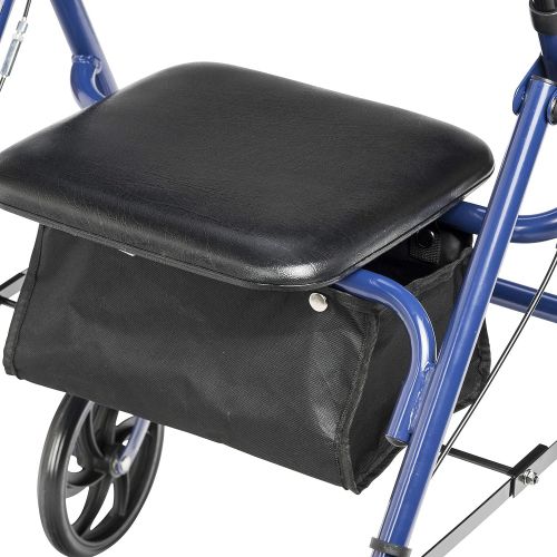  Drive Medical Four Wheel Rollator with Fold Up Removable Back Support, Red