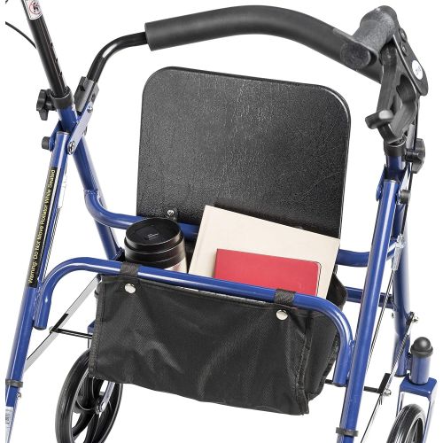  Drive Medical Four Wheel Rollator with Fold Up Removable Back Support, Red