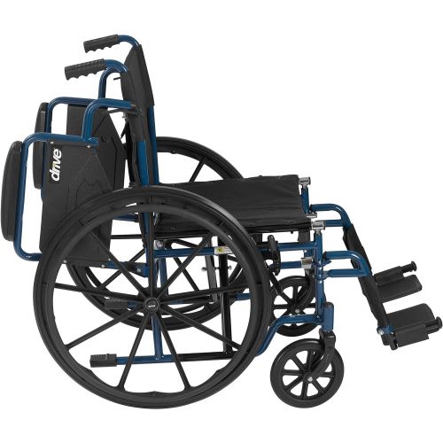  Drive Medical Blue Streak Wheelchair with Flip Back Desk Arms, Swing Away Footrests, 18 Seat