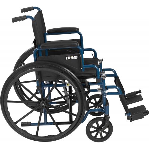  Drive Medical Blue Streak Wheelchair with Flip Back Desk Arms, Swing Away Footrests, 18 Seat