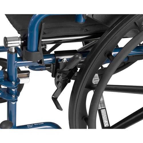  Drive Medical Blue Streak Wheelchair with Flip Back Desk Arms, Swing Away Footrests, 18 Seat